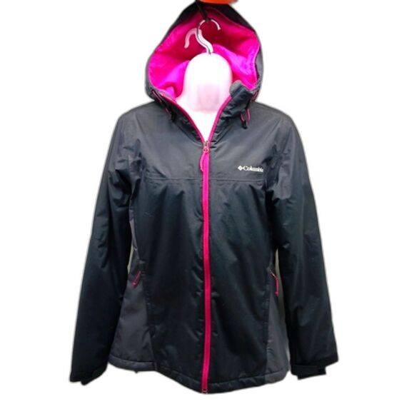 Columbia Thermal Coil Hooded Jacket Women Small. Black/ Pink. Full Zippers..... - Picture 1 of 15